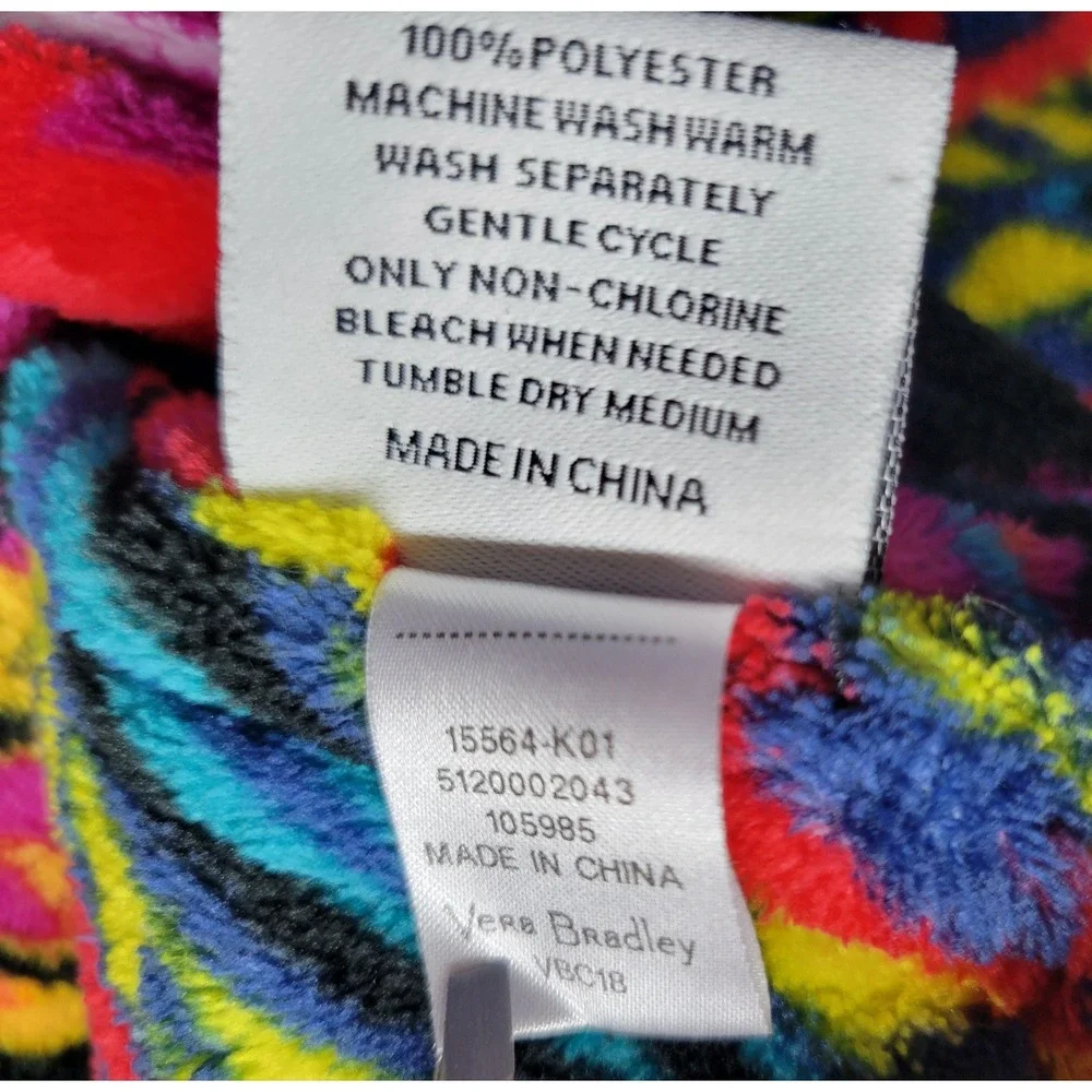 Vera Bradley Neon Paisley Plush Throw Blanket Black Pink Blue Foldable Pocket